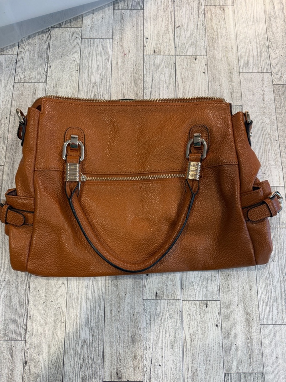 Kattee Leather Tote Handbag in Cognac
